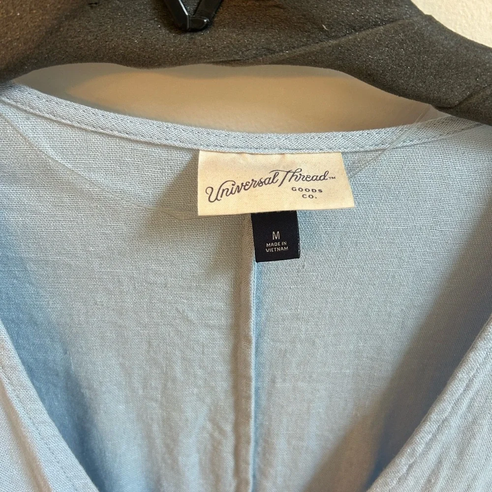 Universal Thread light Blue V-Neck Button-Front Women’s Dress - Picture 3 of 5